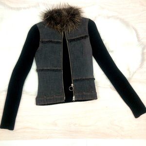 Guess Denim Jacket with Fur Collar Size Small